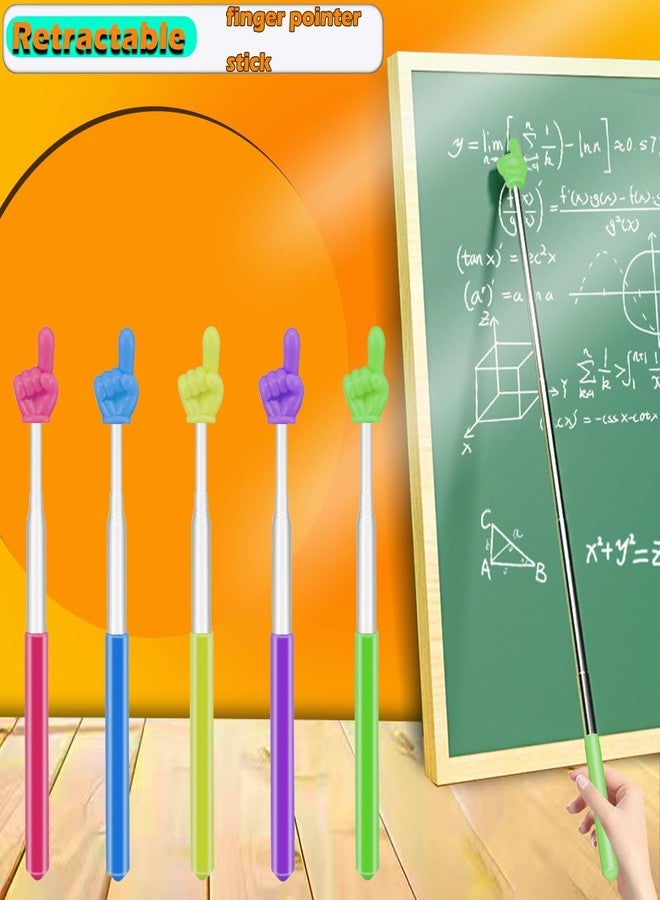 BENACES 5 Pack Retractable Teacher Pointer Stick, BENACES Telescope Mini Extendable Pointer Finger Stick with Anti Slip Grip, 5 Candy-Colored Tips, for Classroom Reading and Presentation Whiteboard - Image 5
